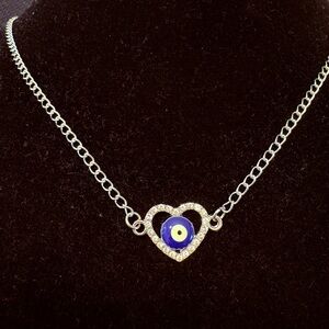 Rhinestone Heart Evil Eye necklace